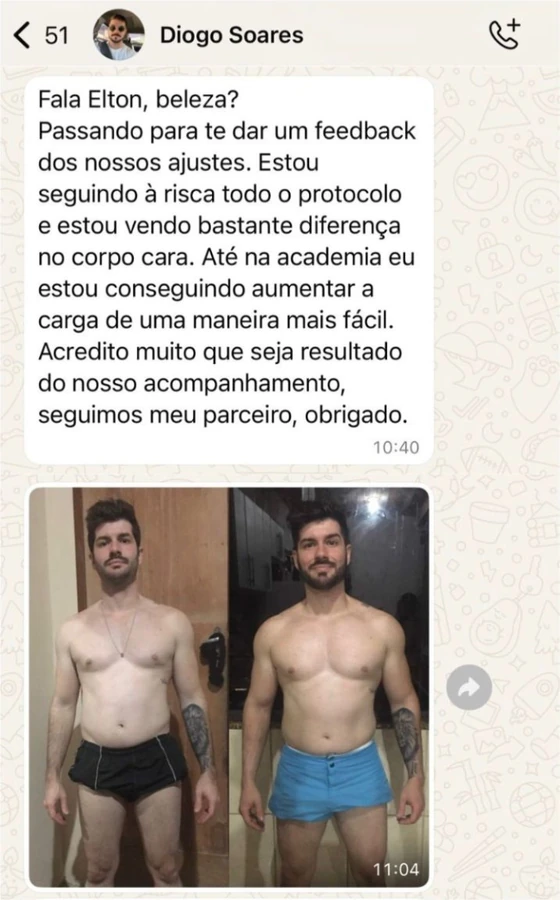 Depoimento de paciente no WhatsApp